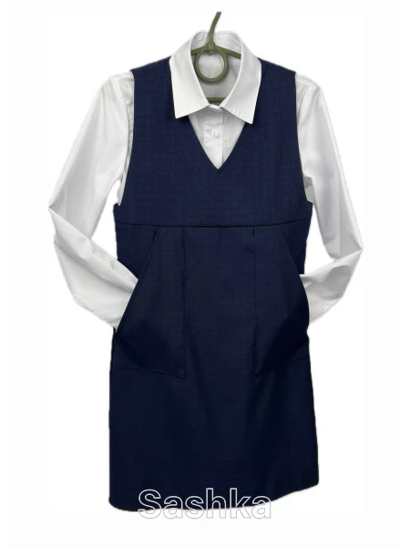 Сарафан для дівчинки Sashka шкільний синій, розмір 116-146